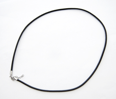 PandaHall Imitation Leather Cord, with Alloy Findings, Platinum, Black, about 2mm in diameter, 18" long Imitation Leather Black