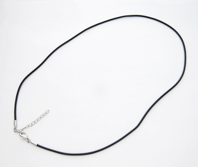 PandaHall Rubber Cord, with Alloy Clasp, Platinum, Black, 457.2x2.00mm, lobster clasp: 10x6mm Rubber Black