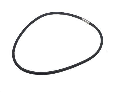 PandaHall Rubber Necklace Making, with Brass Box Clasps, Platinum Color, Black, Size: necklace: about 460mm long, 135mm inner diameter; cord...