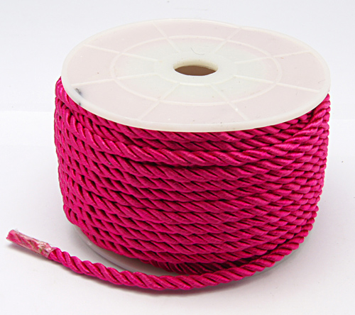 PandaHall Dacron Cord, DeepPink, 3mm, 20yards/roll Polyester Pink