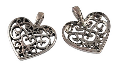 PandaHall Alloy Pendants, Lead Free, Heart, Antique Silver, 18x14x2mm, Hole: 2mm Alloy Heart