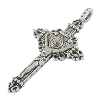 PandaHall Alloy Pendants, Cadmium Free, Nickel Free and Lead Free, Crucifix Cross Pendant, Antique Silver Color, 50x28x3mm, Hole: 3mm Alloy...