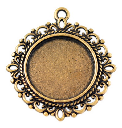 PandaHall Zinc Alloy Pendant Settings for Cabochon & Rhinestone, DIY for Jewelry Making, Lead Free and Cadmium Free, Flat Round, Antique...