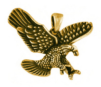 PandaHall Zinc Alloy Pendants, Eagle/Hawk Charm, Antique Golden, Lead Free and Nickel Free, 35x32x2mm, Hole: 5mm Alloy Bird