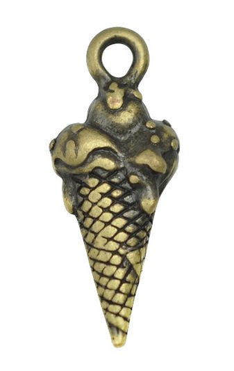 PandaHall Alloy Pendants, Ice Cream, Antique Bronze, Nickel Free, 18.5x7x4mm, Hole: 2mm Alloy Food