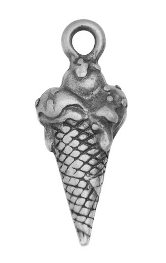 PandaHall Alloy Pendants, Ice Cream, Antique Silver, 18.5x7x4mm, Hole: 2mm Alloy Food