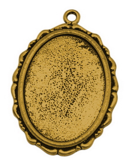 PandaHall Metal Alloy Pendant Cabochon Settings, DIY Findings for Jewelry Making, Oval, Antique Golden, 36x25x2mm, Hole: 2mm; Tray: 26x18mm...