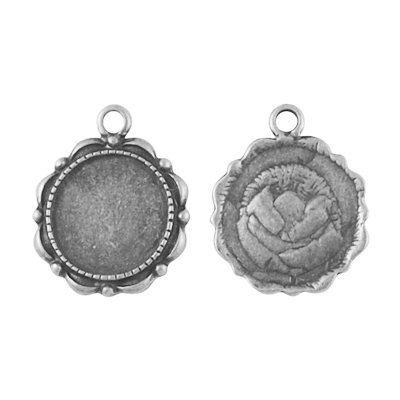 PandaHall Alloy Pendant Cabochon Settings, Lead Free, Flat Round, Antique Silver, 23x18x2mm, Hole: 3mm; Tray: 14mm Alloy Flat Round