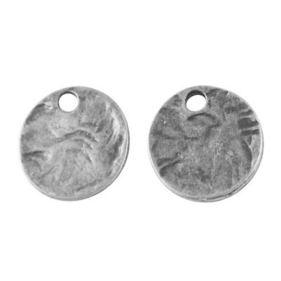 PandaHall Alloy Pendants, Lead Free, Flat Round, Antique Silver, 13x1mm, Hole: 2mm Alloy Flat Round