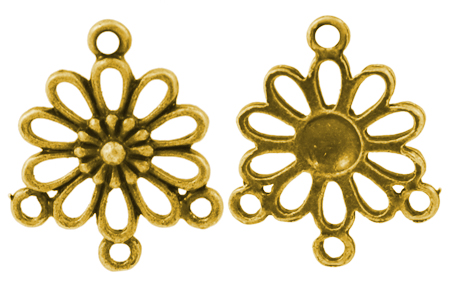 PandaHall Alloy Findings, Chandelier Components, Lead Free and Cadmium Free, Flower, Antique Golden, about 23mm long, 19mm wide, 3mm thick...