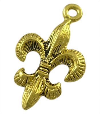 PandaHall Tibetan Style Alloy Metal Fleur De Lis Pendants, Lead Free and Cadmium Free, Antique Golden, 24x14x3mm, Hole: 2mm Alloy Flower