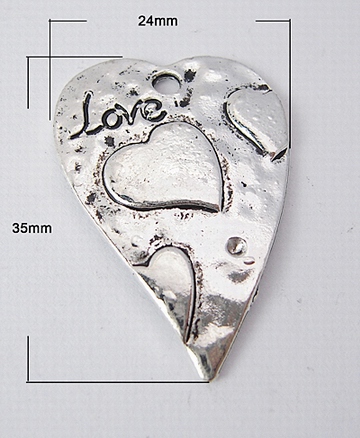 PandaHall Valentines Day Presents Gifts for Girls Metal Alloy Pendants, Lead Free and Cadmium Free & Nickel Free, Heart, Antique Silver...