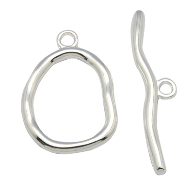 PandaHall Alloy Toggle Clasps, Nickel Free, Silver, Size: Oval: about 25mm wide, 36mm long, 3mm thick, hole: 3mm, Bar: about 10mm wide, 49mm...