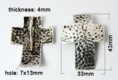 PandaHall Alloy Pendants, Cross, Antique Silver, 43x33x4mm, Hole: 7x13mm Alloy Cross