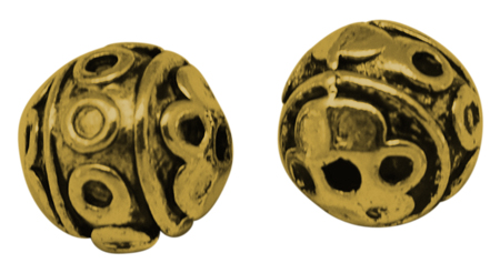 PandaHall Tibetan Style Beads, Lead Free and Nickel Free, Round, Antique Golden Color, Size: about 8mm in diameter, hole: 1mm Alloy Round