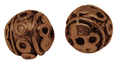 PandaHall Tibetan Style Beads, Lead Free and Nickel Free, Round, Red Copper Color, Size: about 8mm in diameter, hole: 1mm Alloy Round