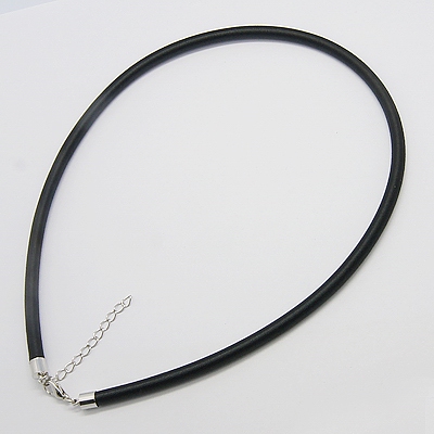 PandaHall Silk Necklace Cord, with Brass Lobster Claw Clasp and Extended Chain, Platinum, Black, 18" Silk Black