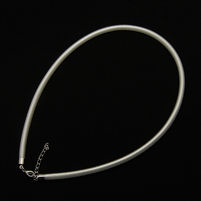 PandaHall Silk Necklace Cord, with Brass Lobster Claw Clasp and Extended Chain, Platinum, White, 18" Silk White