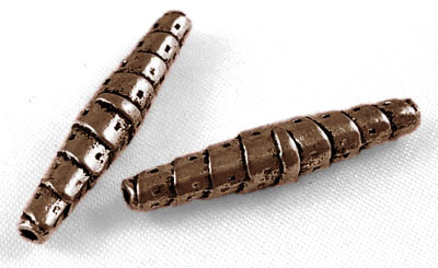 PandaHall Tibetan Style Beads, Zinc Alloy, Lead Free & Nickel Free & Cadmium Free, Shuttle, Red Copper Color, 25mm long, 5mm wide, hole: 1mm...