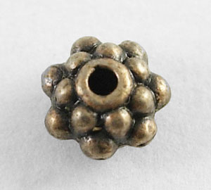 PandaHall Tibetan Style Bead Spacers, Zinc Alloy, Lead Free & Nickel Free & Cadmium Free, Flower, Red Copper Color, 6.5mm in diameter, 4.5mm...