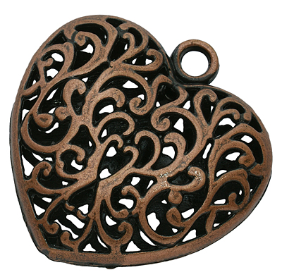 PandaHall Tibetan Style Pendants, Large Heart Pendant for Long Necklace, Lead Free & Nickel Free, Red Copper, 51x50x17mm, Hole: 5mm Alloy...