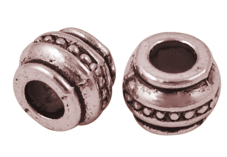 PandaHall Tibetan Style European Beads, Large Hole Beads, Lead Free & Nickel Free & Cadmium Free, Barrel, Red Copper Color, about 9mm long...