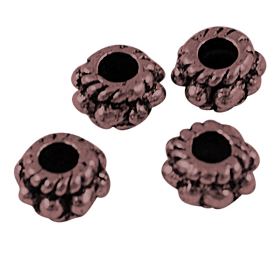 PandaHall Tibetan Style Spacer Beads, Lead Free, Cadmium Free and Nickel Free, Flat Round, Red Copper Color, 5mm in diameter, 3mm thick...