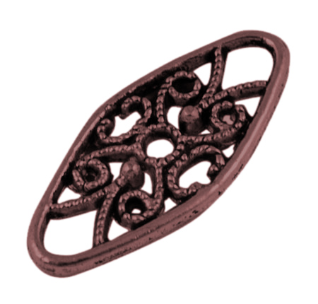 PandaHall Tibetan Style Links, Lead Free & Nickel Free & Cadmium Free, Oval, Red Copper Color, 24mm long, 11mm wide, 2mm thick, hole: 2mm...