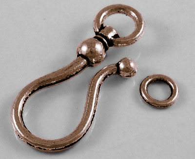 PandaHall Tibetan Style S Hook Clasps, Cadmium Free & Lead Free, Red Copper, S Hook: 38x16x8mm; Ring: 8mm, Hole: 5mm Alloy