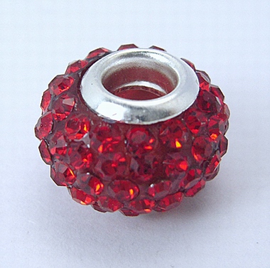 PandaHall Resin European Rhinestone Beads, Grade A, with Silver Plated Brass Double Cores, Rondelle, Red, 15x10mm, Hole: 5mm Rondelle Red