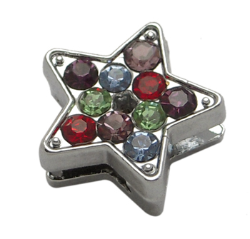 PandaHall Rhinestone Alloy Pendant, Star, Platinum, about 12mm in diameter, hole: 2mm Alloy+Rhinestone Star