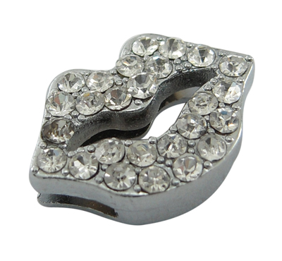 PandaHall Alloy Rhinestone Slide Charms, Platinum, about 17mm wide, 12mm long, 4.5mm thick, hole: 1.5mm wide, 8mm long Alloy+Rhinestone...