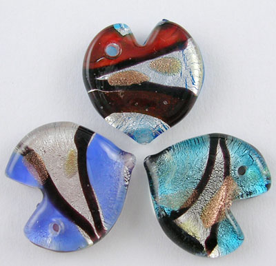 PandaHall Handmade Silver Foil Glass Pendants, 925 Silver, with Gold Sand, Heart, Mixed Color, about 20mm long, 20mm wide, hole: 1mm Silver...