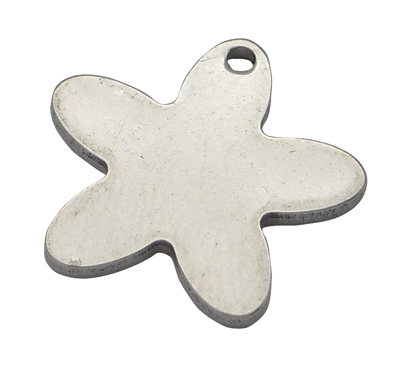 PandaHall 304 Stainless Steel Blank Stamping Tag Pendants, Star, Stainless Steel Color, 14x13x1mm, Hole: 1mm Stainless Steel Flower