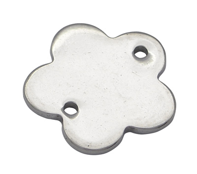 PandaHall 304 Stainless Steel Flower Blank Stamping Tag Links, Stainless Steel Color, 13x13x1mm, Hole: 1mm Stainless Steel Flower