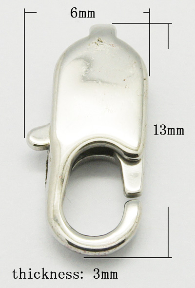 PandaHall 316 Stainless Steel Lobster Claw Clasps, Size: about 13mm long, 6mm wide, 3mm thick, hole: 2x3.5mm Stainless Steel Others