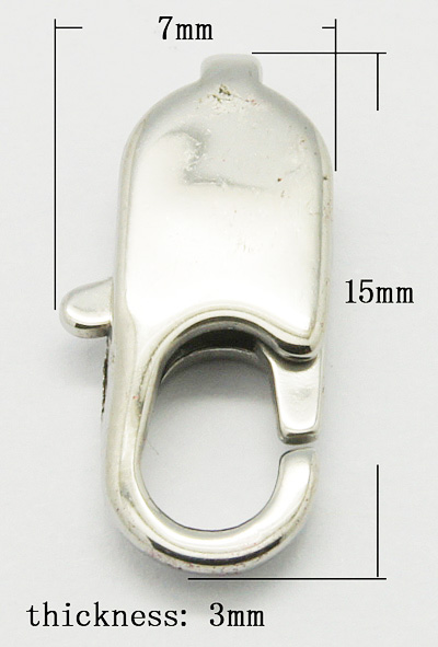 PandaHall 316 Stainless Steel Lobster Claw Clasps, Size: about 15mm long, 8mm wide, 3mm thick, hole: 2.8x5mm Stainless Steel Others
