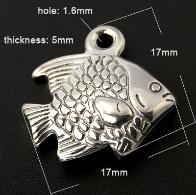 PandaHall 304 Stainless Steel Pendants, Fish, 17x17x5mm, Hole: 1.6mm Stainless Steel Fish