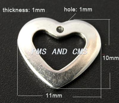 PandaHall Handmade Gifts Ideas for Valentines Day 304 Stainless Steel Pendants, Heart, 11x10x1mm, Hole: 1mm Stainless Steel Heart