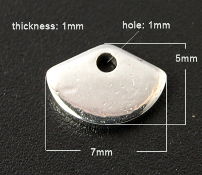 PandaHall 304 Stainless Steel Blank Stamping Tag Pendants, Shelll, 7x5x1mm, Hole: 1mm Stainless Steel Shell