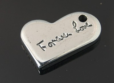 PandaHall Valentine's Day Gifts Making 304 Stainless Steel Flat Heart Carved Word Forever Love Charms, Stainless Steel Color, 14x10x2mm...