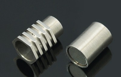 PandaHall 304 Stainless Steel Magetic Clasps, Column, Stainless Steel Color, 21x10x6mm, Hole: 6mm Stainless Steel Column