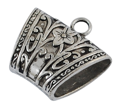 PandaHall DIY Scarf Pendant Tibetan Style Hanger Links, Large Bail Beads, Tube Carved Flower, Lead Free & Cadmium Free, Antique Silver...