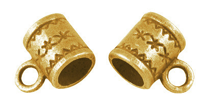 PandaHall Tibetan Style Hangers, Bail Beads, Lead Free and Cadmium Free, Column, Antique Golden, Size: about 11mm long, 8mm wide, 6mm thick...