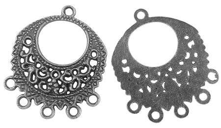 PandaHall Tibetan Style Chandelier Components Links, Lead Free and Cadmium Free, Flat Round, Antique Silver, 32x27x1mm, hole: 1mm Alloy Flat...