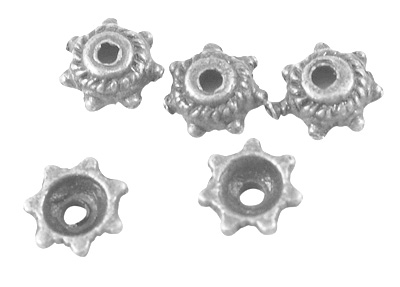 PandaHall Tibetan Style Beads Caps, Lead Free & Cadmium Free, Flower, Antique Silver Color, Size: about 5mm in diameter, 2mm thick, hole...