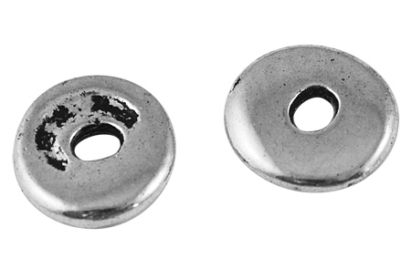 PandaHall Tibetan Style Beads, Lead Free and Cadmium Free, Donut, Antique Silver, 13x2.5mm, Hole: 3mm Alloy Donut