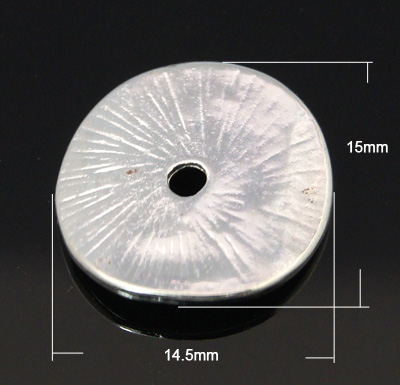 PandaHall Tibetan Style Beads, Lead Free and Nickel Free, Flat Round, Silver Color, about 14.5mm wide, 15mm long, 2mm thick, hole: 2mm Alloy...