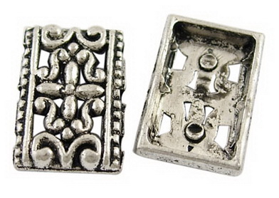 PandaHall Alloy Multi-Strand Links, Tibetan Style, Cadmium Free & Nickel Free & Lead Free, Rectangle, Antique Silver Color, Size: about 17mm...