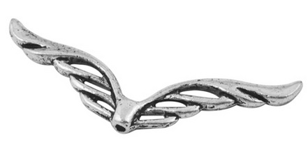 PandaHall Tibetan Style Beads, Cadmium Free &, Lead Free, Wing, Antique Silver, Size: about 41mm long, 12mm wide, 2mm thick, hole: 1mm...